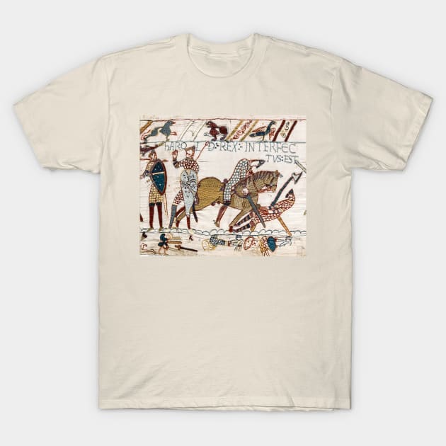 THE BAYEUX TAPESTRY ,The Death of King Harold at Battle of Hastings T-Shirt by BulganLumini